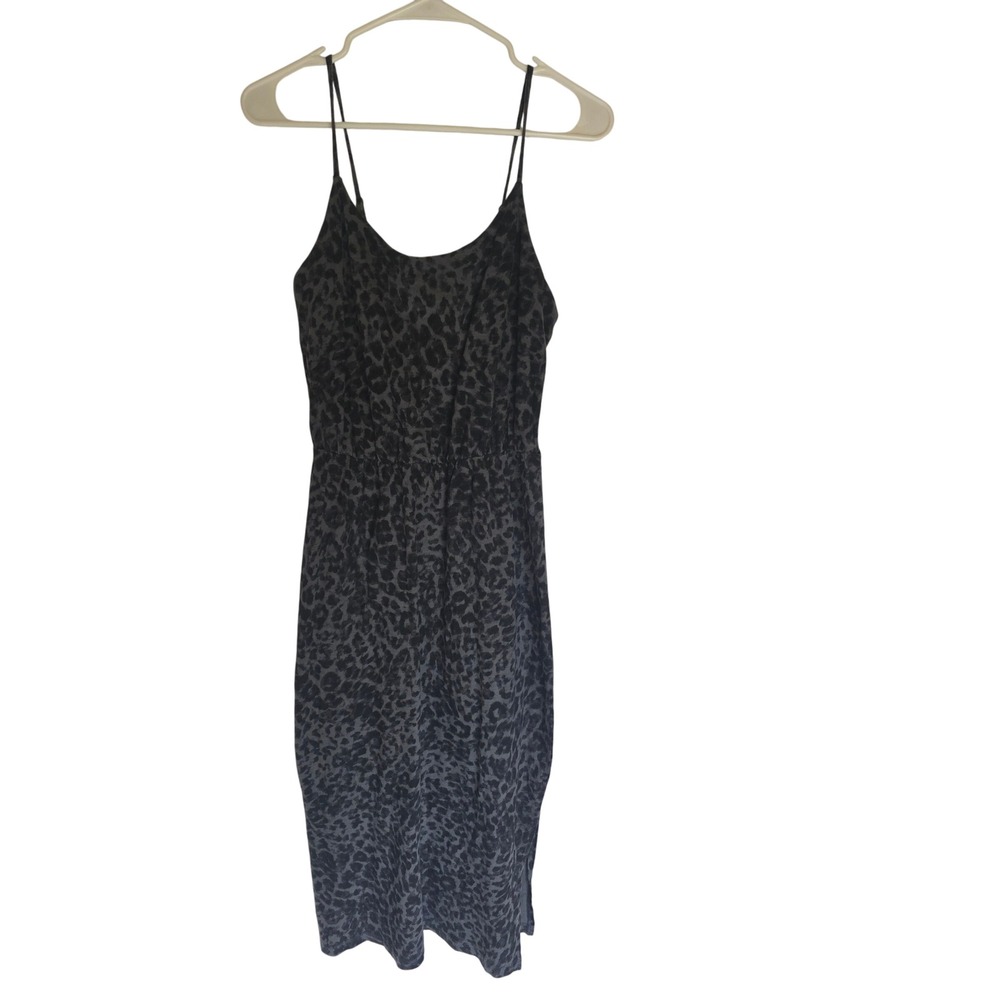 Old Navy Womens Grey‎ Leopard Print Midi Dress Cotton Spaghetti Strap Small